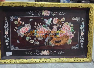 Khai trà gỗ trắc ta, cẩn ốc tinh sảo, bọc đồng vip