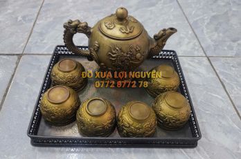Bộ tách trà chất liệu đồng xưa