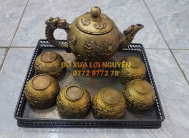 Bộ tách trà chất liệu đồng xưa