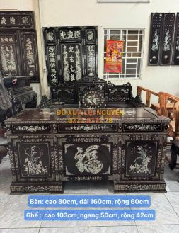 Bàn làm việc gỗ gõ mật cẩn ốc đẹp