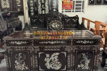 Bàn làm việc gỗ gõ mật cẩn ốc đẹp