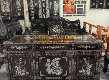 Bàn làm việc gỗ gõ mật cẩn ốc đẹp