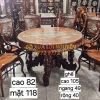 Bộ bàn tròn. 9 món, gỗ hương ta, mặt 1 tấm, dày 5 phân