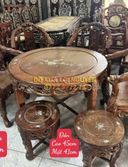 Bộ bàn gỗ gõ mật trạm đục rồng xưa đẹp