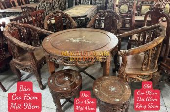 Bộ bàn gỗ gõ mật trạm đục rồng xưa đẹp