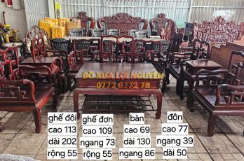 Bộ bàn 8 món, dáng mỏ neo, gỗ cẩm lai xưa, gỗ dày đẹp