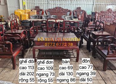 Bộ bàn 8 món, dáng mỏ neo, gỗ cẩm lai xưa, gỗ dày đẹp