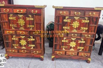 Tủ trà gỗ trắc ta, bọc đồng siêu đẹp