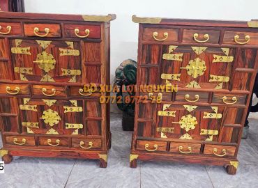 Tủ trà gỗ trắc ta, bọc đồng siêu đẹp