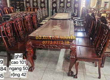 Bàn ăn gỗ cẩm lai 9 món xưa, đẹp giá rẻ