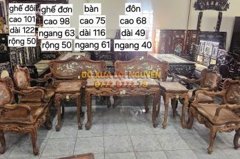 Bộ bàn Louis hoàng gia 9 món, gỗ cẩm lai, cẩn ngà