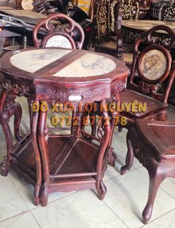 Bộ bàn ghép mặt nguyệt 6 món , gỗ trắc ta xưa