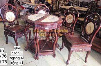 Bộ bàn ghép mặt nguyệt 6 món , gỗ trắc ta xưa