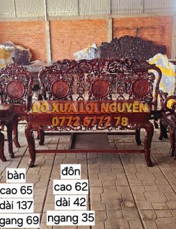 Bộ bàn gỗ cẩm lai ta 8 món. Đục trúc sắc nét