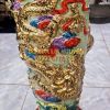 Cặp bình gốm tàu vip, mạ vàng thật, rồng đắp nổi