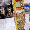 Cặp bình gốm tàu vip, mạ vàng thật, rồng đắp nổi