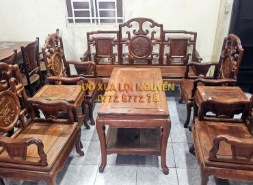 Bộ bàn móc 8 món, gỗ cẩm lai xưa