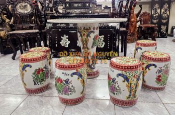 Bộ bàn gốm tàu vip. Vẽ tích chim hoa