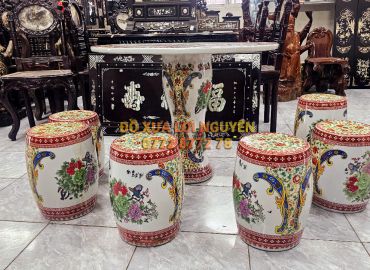 Bộ bàn gốm tàu vip. Vẽ tích chim hoa