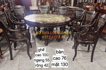 Bộ bàn ghế quạt 9 món, gỗ gõ mật xưa đẹp