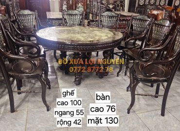 Bộ bàn ghế quạt 9 món, gỗ gõ mật xưa đẹp