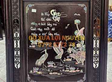 Tranh cha mẹ cẩn ốc xưa, gỗ gõ mật