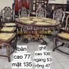 Bộ bàn ăn xưa 9 món, gỗ gõ mật, xoay 360 độ
