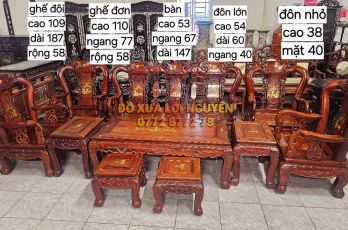 Bộ bàn quốc đào gỗ cẩm lai xưa 10 món, tay 10