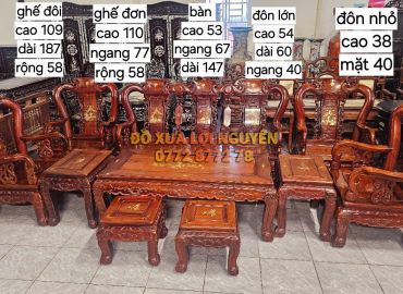 Bộ bàn quốc đào gỗ cẩm lai xưa 10 món, tay 10