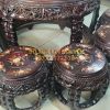 Bộ bàn trống, gỗ trắc, 7 món, cẩn ốc đẹp tuyệt