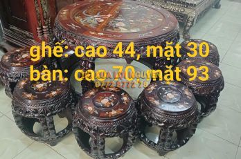 Bộ bàn trống, gỗ trắc, 7 món, cẩn ốc đẹp tuyệt