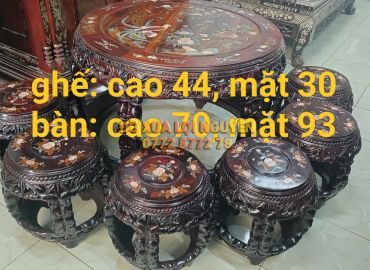 Bộ bàn trống, gỗ trắc, 7 món, cẩn ốc đẹp tuyệt