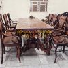 Bộ bàn ăn gỗ hương 9 món, mặt dày 5 cm