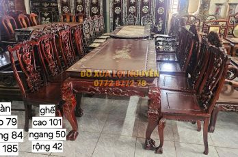 Bộ bàn ăn xưa 9 món, gỗ cẩm lai