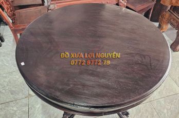 Bàn sư tử xưa, chân gỗ trắc, mặt gỗ gõ