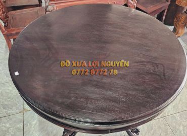 Bàn sư tử xưa, chân gỗ trắc, mặt gỗ gõ