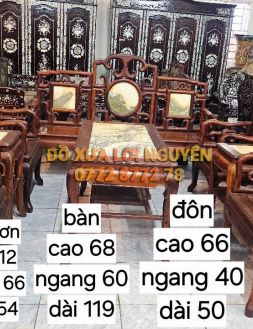 Bộ bàn 8 món móc tàu, mặt đá tàu xưa