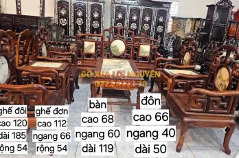 Bộ bàn 8 món móc tàu, mặt đá tàu xưa