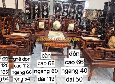 Bộ bàn 8 món móc tàu, mặt đá tàu xưa