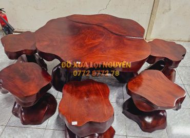 Bộ bàn gốc cây, gỗ gõ đỏ