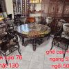 Bộ bàn ăn 8 món, ghế quạt cẩn 2 mặt, gỗ gõ