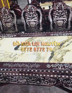 Bàn hội nghị, bàn ăn 11 món cẩn ốc tứ diện, gỗ gõ mật