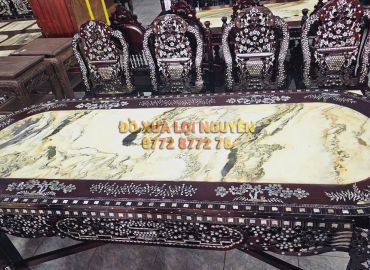 Bàn hội nghị, bàn ăn 11 món cẩn ốc tứ diện, gỗ gõ mật