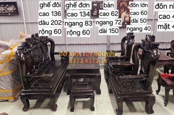 Bộ bàn gỗ mun ta xưa, trạm nghê, 6 món