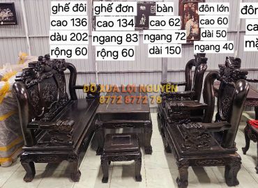 Bộ bàn gỗ mun ta xưa, trạm nghê, 6 món