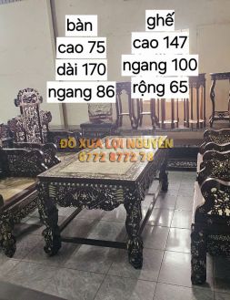 Bộ bàn đại sơn 5 món, cẩn ốc tứ diện, gỗ gõ mật