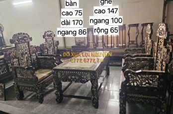 Bộ bàn đại sơn 5 món, cẩn ốc tứ diện, gỗ gõ mật