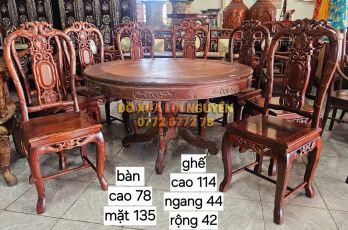 Bàn ăn 9 món, gỗ cẩm lai xưa đẹp
