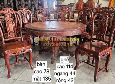 Bàn ăn 9 món, gỗ cẩm lai xưa đẹp