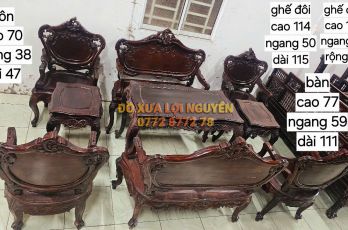 Bộ bàn Louis 9 món, gỗ cẩm lai, dáng hoàng gia rất đẹp